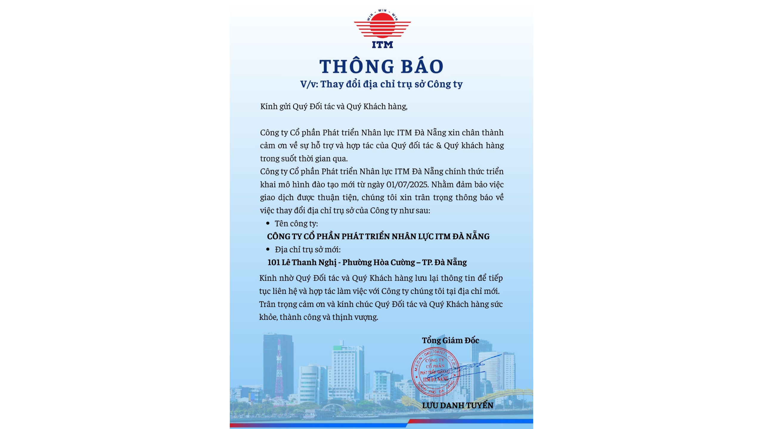 THÔNG BÁO CHUYỂN ĐỊA ĐIỂM TRUNG TÂM TIẾNG NHẬT ITM ĐÀ NẴNG THÔNG BÁO CHUYỂN ĐỊA ĐIỂM TRUNG TÂM TIẾNG NHẬT ITM ĐÀ NẴNG