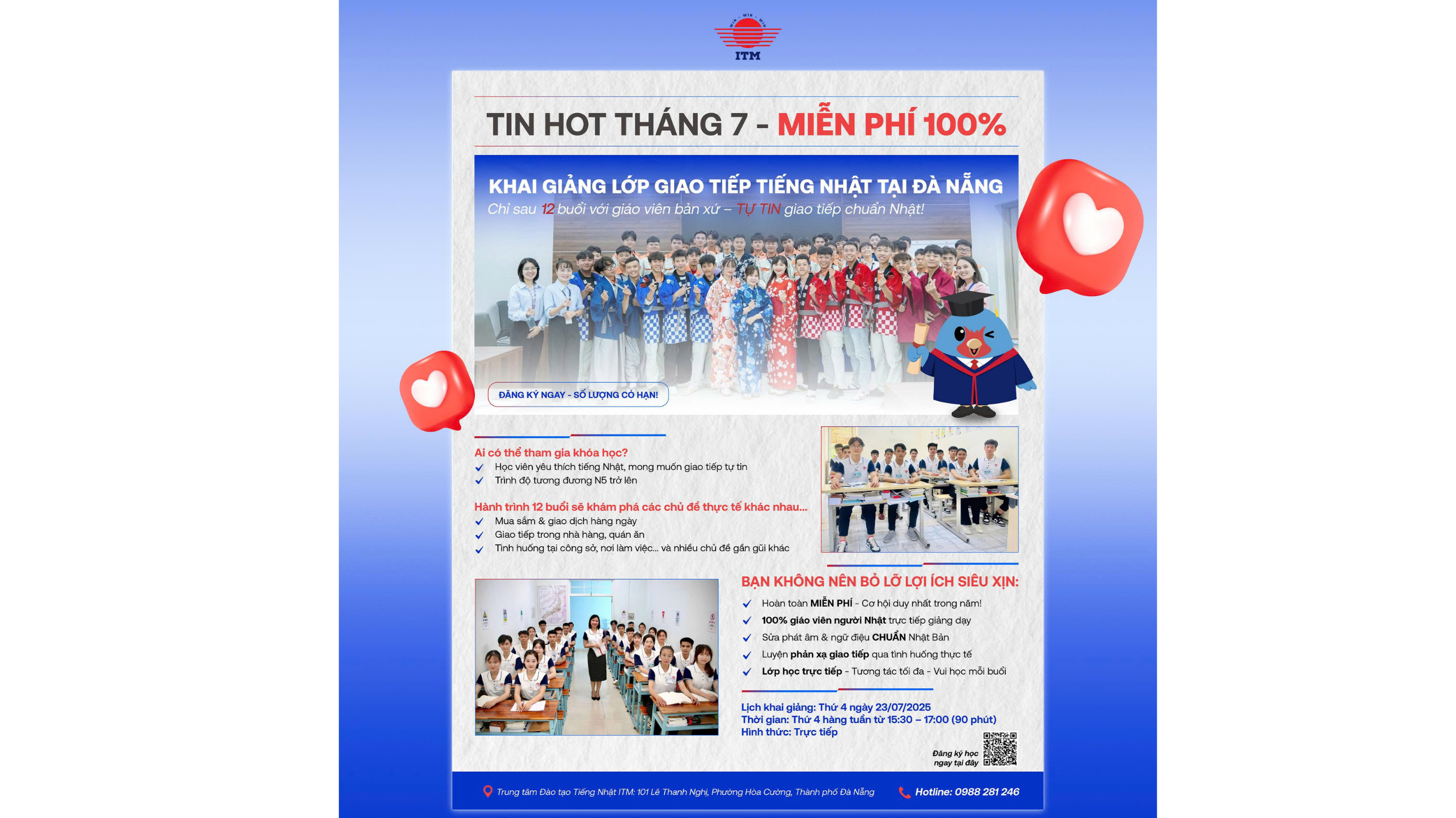 🎌 MIỄN PHÍ 100% – KHAI GIẢNG LỚP GIAO TIẾP TIẾNG NHẬT TẠI ĐÀ NẴNG 🎌 MIỄN PHÍ 100% – KHAI GIẢNG LỚP GIAO TIẾP TIẾNG NHẬT TẠI ĐÀ NẴNG
